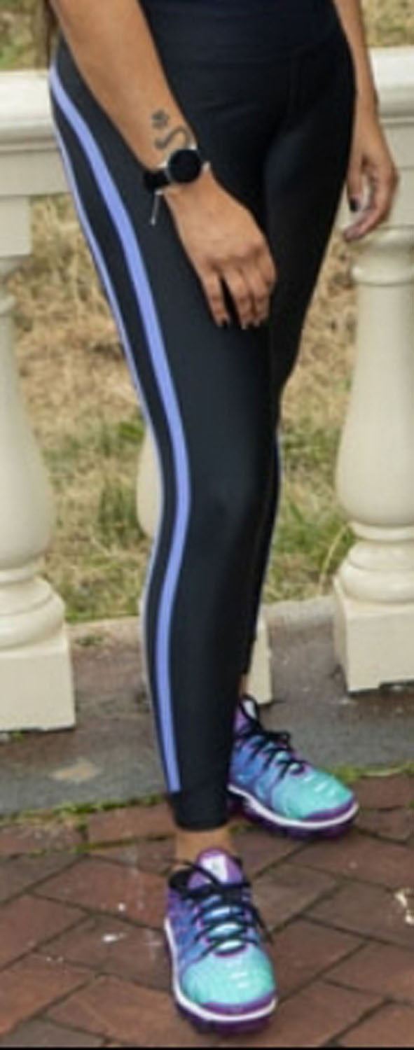 Women's Black Legging with Lilac Silhouette Color Trim